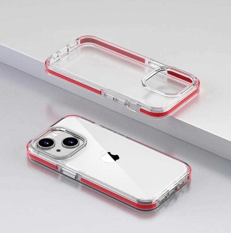 Mobistyle Thermoplastic Polyurethane Designed For iPhone 15 Cover|Non Yellowing|Transparent Acrlyic Hybrid|Shockproof Back Cover Case Compatible With iPhone 15 (Clear Back|Edges Red) - Image 2
