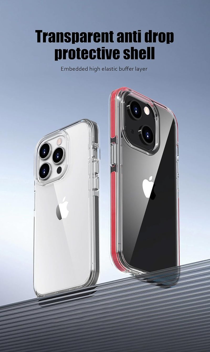 Mobistyle Thermoplastic Polyurethane Designed For iPhone 15 Cover|Non Yellowing|Transparent Acrlyic Hybrid|Shockproof Back Cover Case Compatible With iPhone 15 (Clear Back|Edges Red) - Image 3