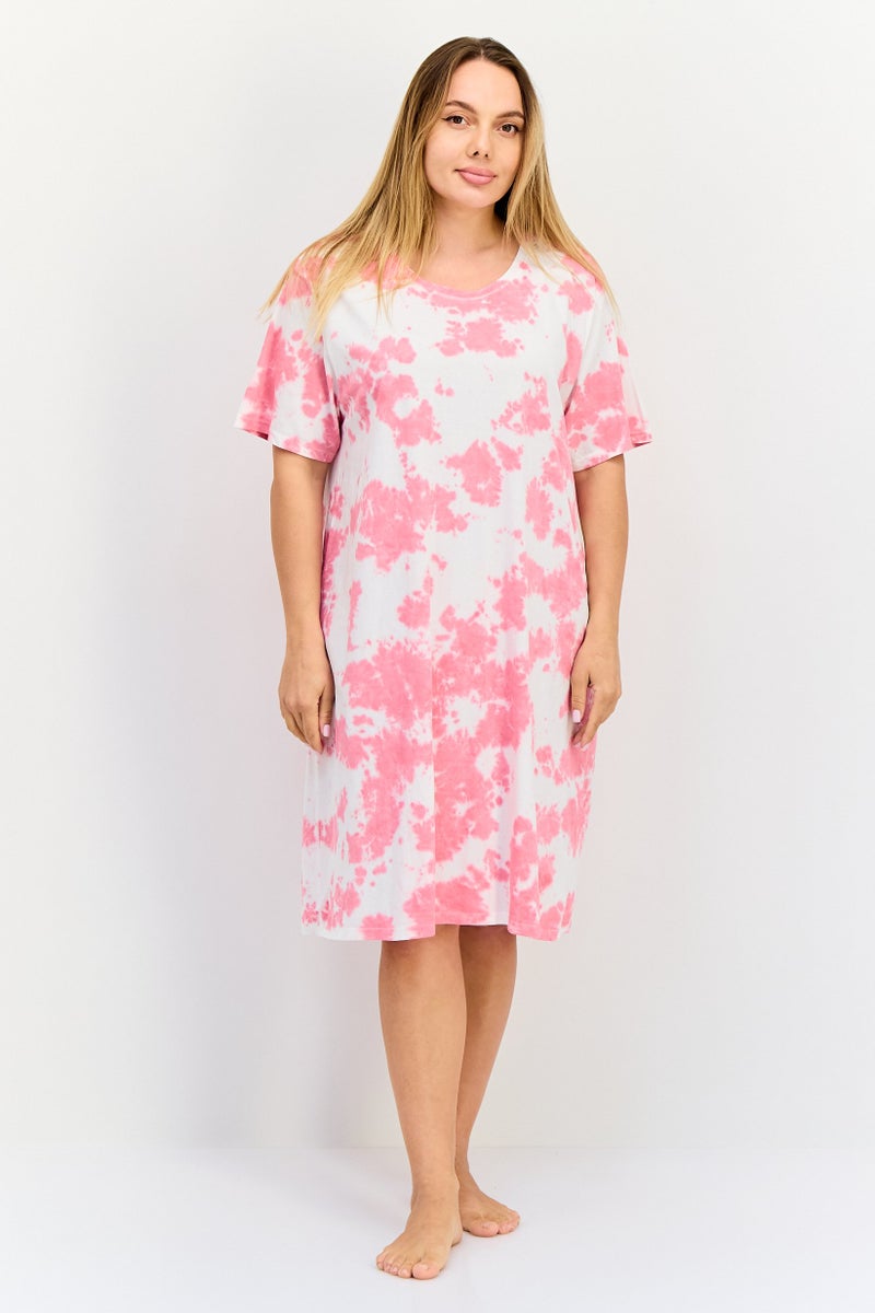 zivame Women Tie Dye Short Sleeves Sleeping Dress, Multicolor - Image 2