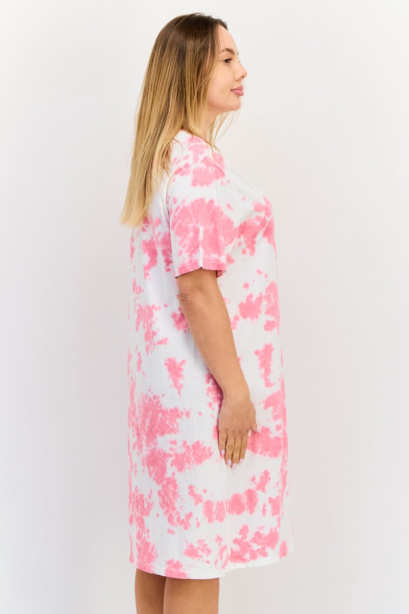 zivame Women Tie Dye Short Sleeves Sleeping Dress, Multicolor - Image 3