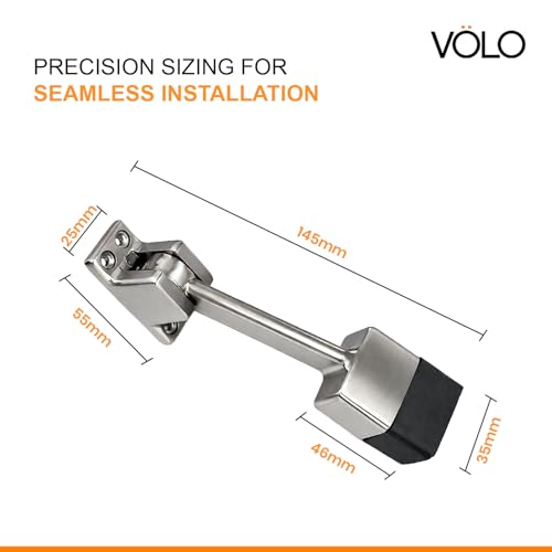 Volo Silver Satin Finish 5 Inch Fully Heavy Body Powerful Working Door Stopper (Color: Silver) - Image 2