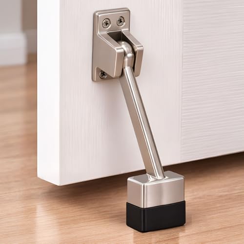 Volo Silver Satin Finish 5 Inch Fully Heavy Body Powerful Working Door Stopper (Color: Silver) - Image 1