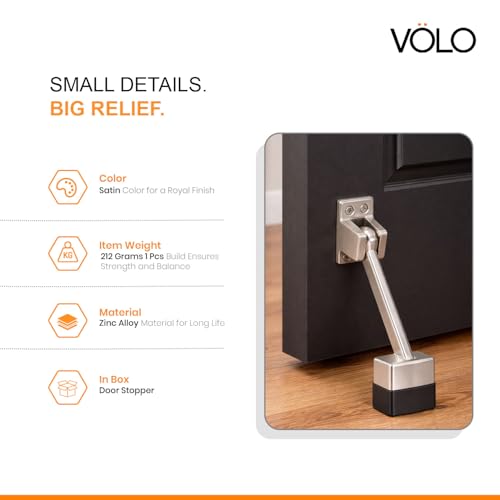 Volo Silver Satin Finish 5 Inch Fully Heavy Body Powerful Working Door Stopper (Color: Silver) - Image 5
