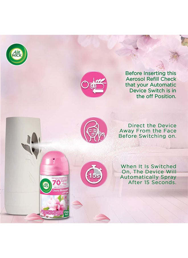 Air Freshener Freshmatic Auto Spray Gadget with Refill - Cherry Blossom Fragrance 250ml Pack of 2