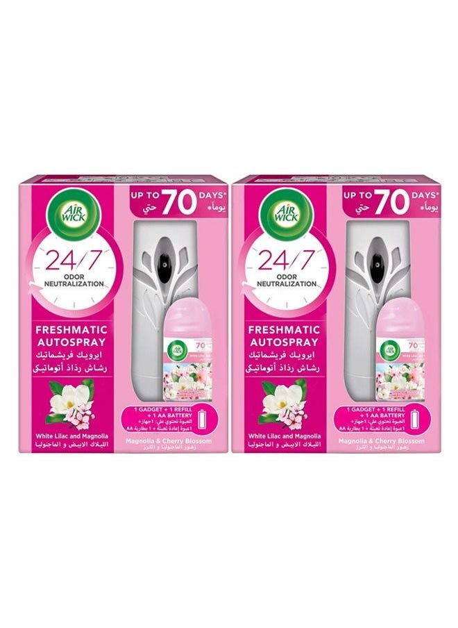 Air Wick Air Freshener Freshmatic Auto Spray Gadget with Refill - Cherry Blossom Fragrance 250ml Pack of 2  - Image 1