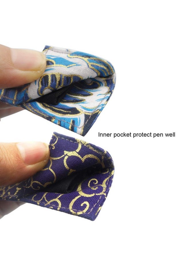 enyuwlcm Fabric Fountain Pen Case Single Pen Sleeve Holder For Pocket Vintage Pen Cover Waves And Propitious Clouds 2 Packs  - Image 4