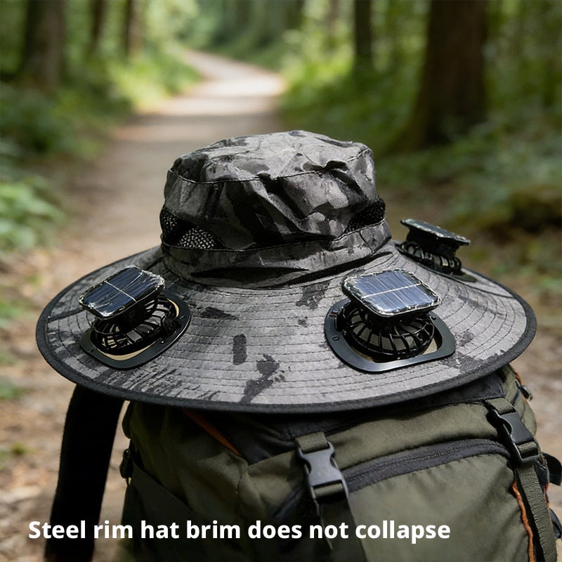 Solar Fan Hat with 3 Fans for Outdoor Fishing Sun Protection Bucket Hat - Image 4