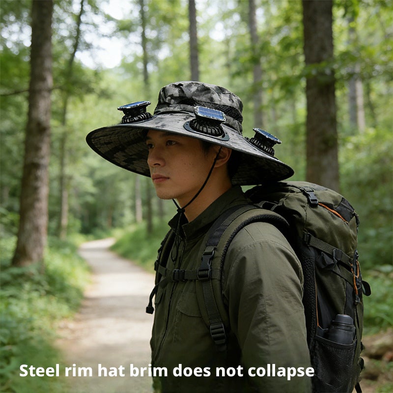 Solar Fan Hat with 3 Fans for Outdoor Fishing Sun Protection Bucket Hat - Image 3