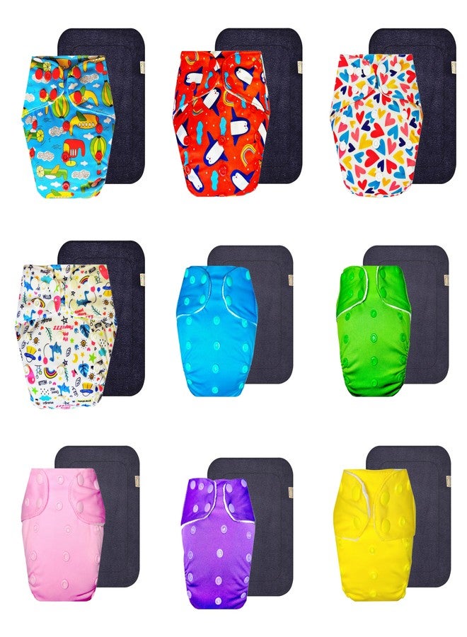 Dumbledo Premium Cloth Diaper with Gray Insert (Pack of 9) | Snug Fit | 6-Layer Absorbent Pad | Travel Friendly | Ideal for Toddlers | 3 Months - 3 Years | Unisex Baby - Image 1