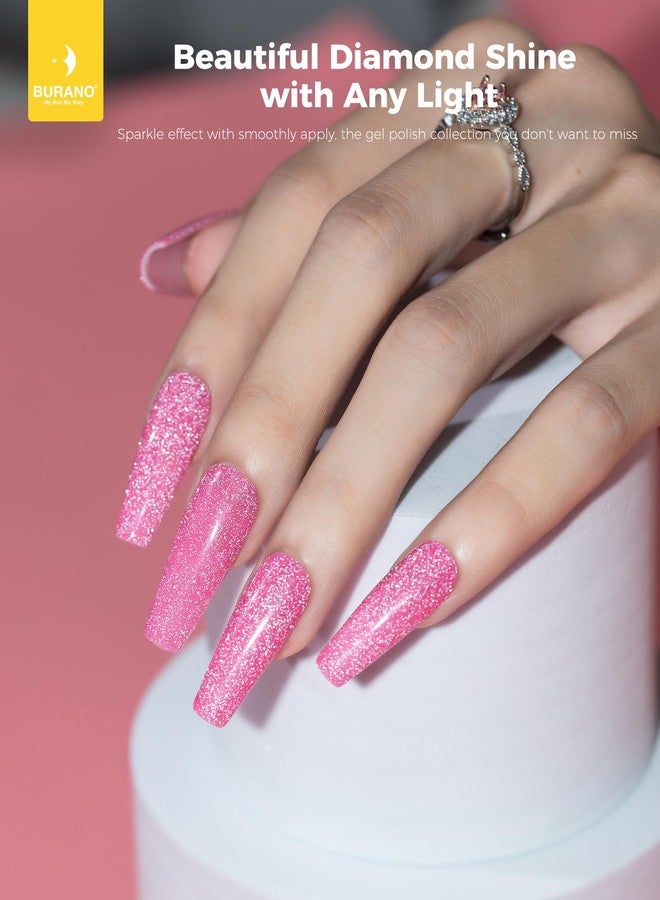 BURANO Pink Reflective Glitter Gel Nail Polish, 2 Bottles UV Sparkle Nail Polish Gel, 7.3ml Holographic Glitter Polish Curing Need for Nail Salon Home DIY S5 S21 - Image 2