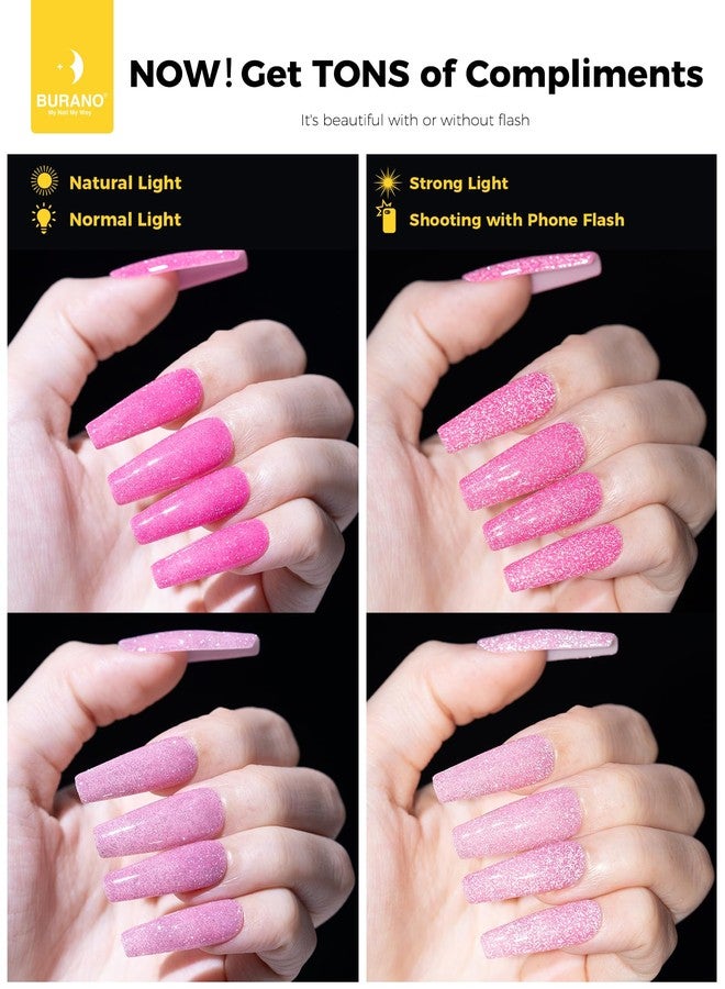BURANO Pink Reflective Glitter Gel Nail Polish, 2 Bottles UV Sparkle Nail Polish Gel, 7.3ml Holographic Glitter Polish Curing Need for Nail Salon Home DIY S5 S21 - Image 5