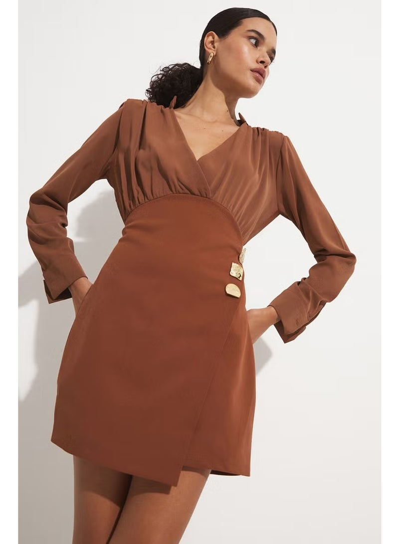 JUNE Fitted Dress with Button Detail - Image 3