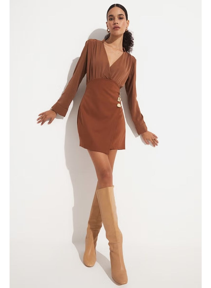 JUNE Fitted Dress with Button Detail - Image 2