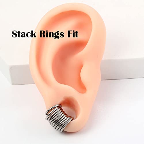 Earblity 10 PCS 16g*0g Silver Ear Gauges Ear Rings Stacks Ear Plugs Tunnels Hypoallergenic 316L Stainless Steel Nose Nipple Lip Body Piercing Jewelry - Image 4