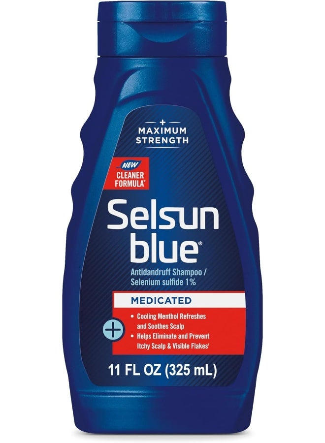 Selsun Blue Medicated Maximum Strength Dandruff Shampoo, 11 Fl Oz, Pack of 1 - Image 1
