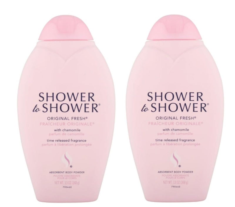 Shower to Shower Absorbent Body Powder, Original Fresh with Chamomile, 13-Ounce Bottles (Pack of 2)
