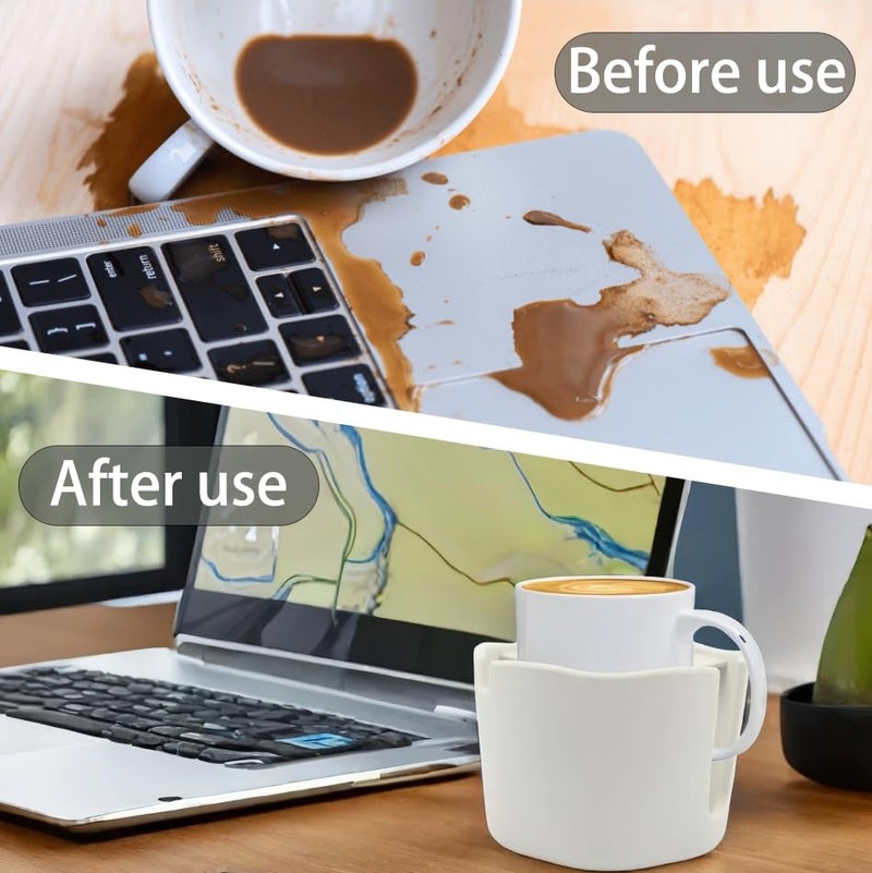 FINTHECH Anti-Spill Cup Holder, FINTHECH Desk Cup Holder,Silicone Suction Cup Holder for Smooth Flat Deskï¼ŒHolds Cups (White). - Image 4