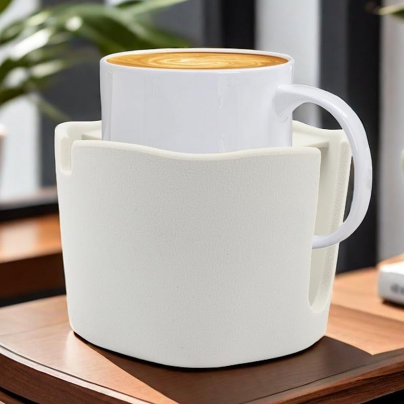 FINTHECH Anti-Spill Cup Holder, FINTHECH Desk Cup Holder,Silicone Suction Cup Holder for Smooth Flat Deskï¼ŒHolds Cups (White). - Image 1