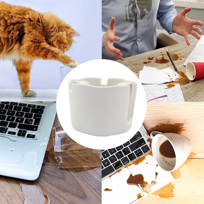 FINTHECH Anti-Spill Cup Holder, FINTHECH Desk Cup Holder,Silicone Suction Cup Holder for Smooth Flat Deskï¼ŒHolds Cups (White). - Image 2