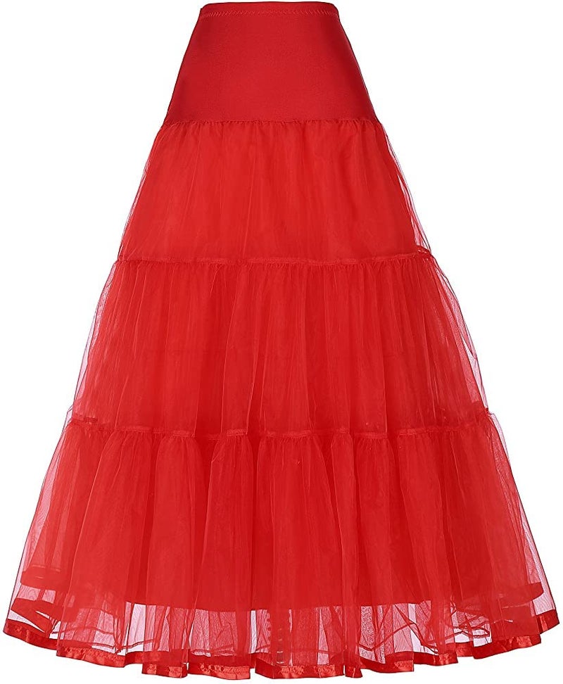 PINK WINGS Women's Ankle Length Cancan Underskirt Petticoats Hardnet (XXL, Red) - Image 2