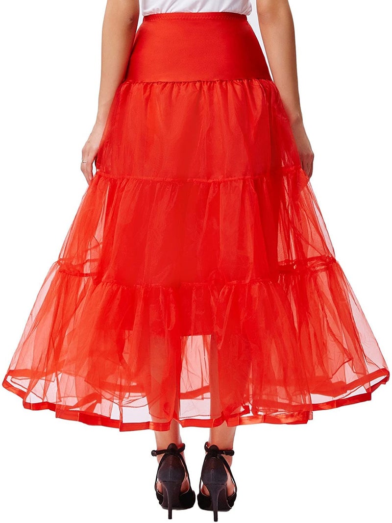 PINK WINGS Women's Ankle Length Cancan Underskirt Petticoats Hardnet (XXL, Red) - Image 5