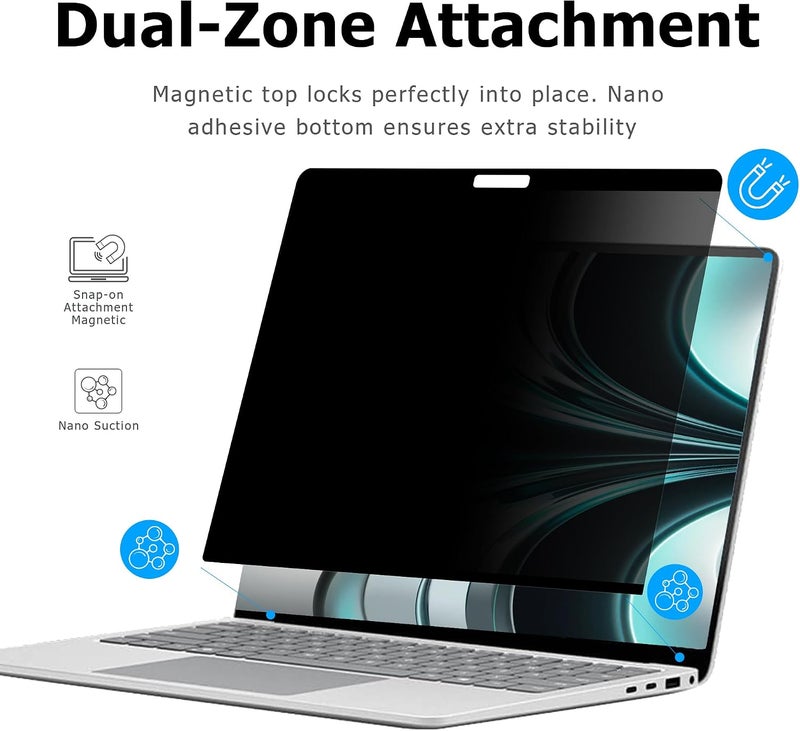 شاشة الخصوصية MEGOO لـ Macbook Pro 13 بوصة (2016-2022، M1، M2) / Macbook Air 13 بوصة (2018-2021، M1)، فلتر الضوء الأزرق، اللمس المطفي، حماية العين من الوهج - حماية الأعمال المتميزة - Image 5