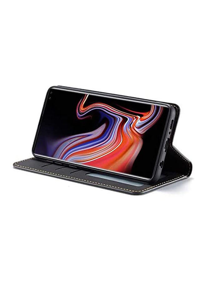 NIBEMINENT - For Samsung Galaxy A80/90 Phone Case Flip Cover Anti-Fall Leather Black - Image 1