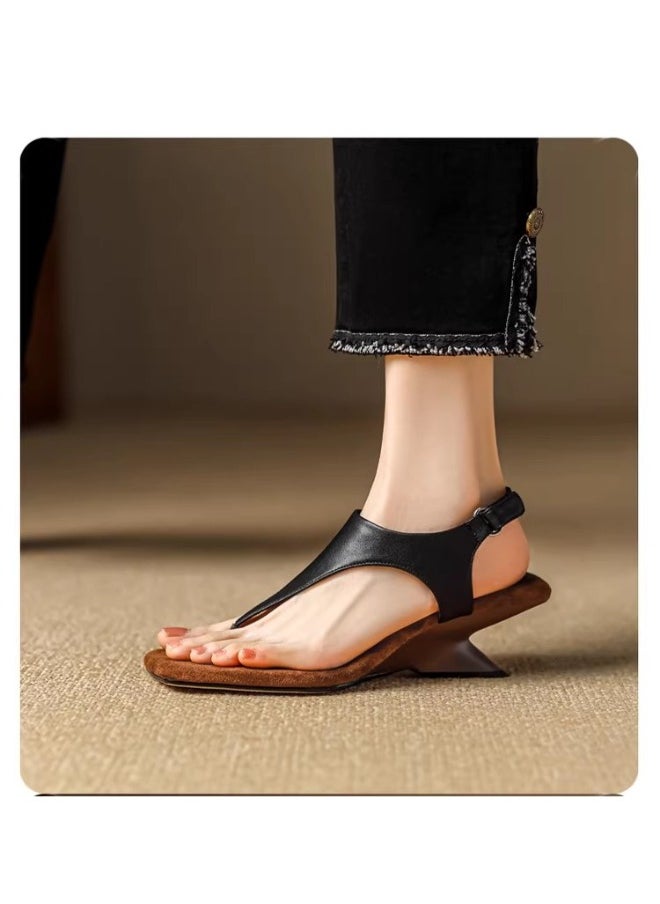 Rup Art Women’s Party Sandals with One-Word Buckle – Open Toe Hook-and-Loop Clip Style – Elegant Summer Footwear  - Image 4