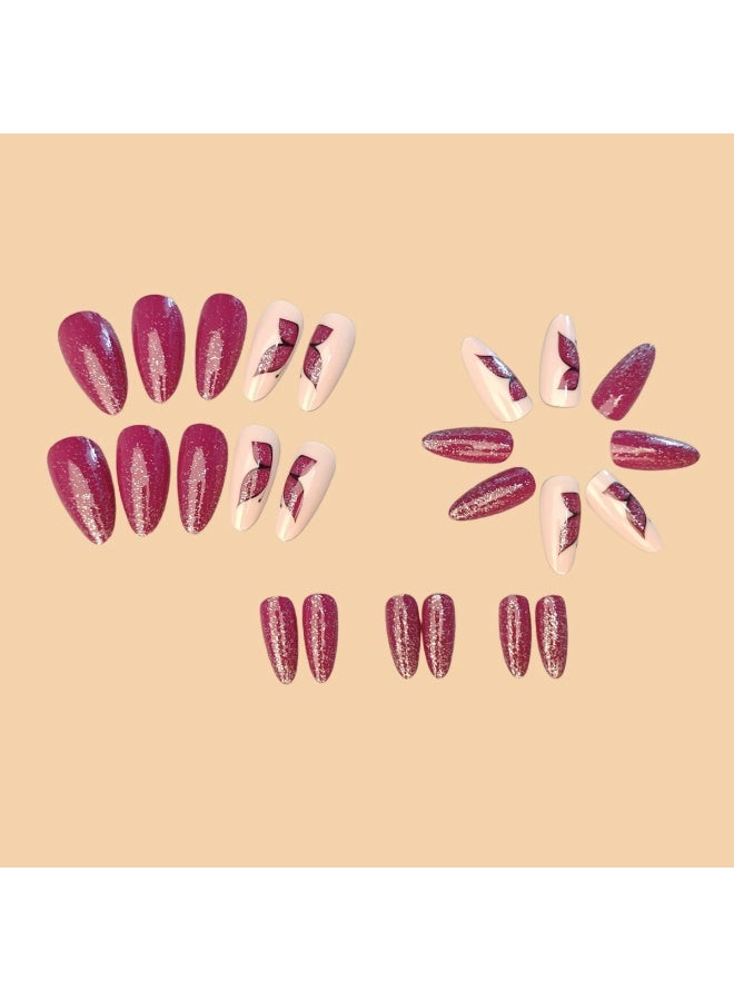 Goolsky Premium Teardrop Press-on Nails with Purple Glitter Butterfly for Playful Charm - Image 5