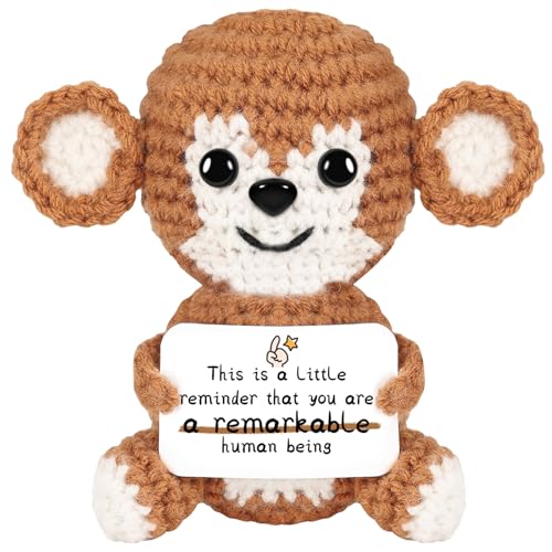 DAFURIET Gifts for HimHer Stuffed Animal WomenMen Thank You Present Handmade Positive Crochet Monkey Emotional Birthday Mothers Day Easter Retirement Gifts for Teacher Friend Coworker Couple - Image 1