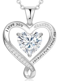 Zifeel Infinity Heart Pendant Necklace for Women 925 Sterling Silver, Silver Birthstone Necklace for Women, Anniversary Birthday Gifts for Her Wife Daughter Girlfriend Girls, Valentines Day Mothers Day  Gifts Jewelry for Women Mom…  - Image 1