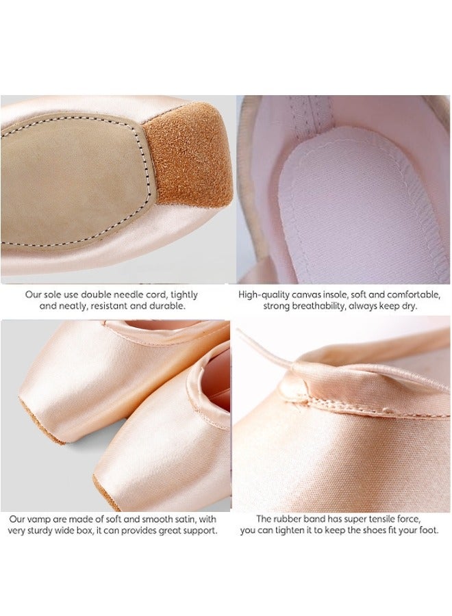 ShebSheb Pointe Ballet Shoes For Kids Girls Youth Women,Professional Ballet Shoes With Ribbon For Ballet Dance Stage  - Image 2