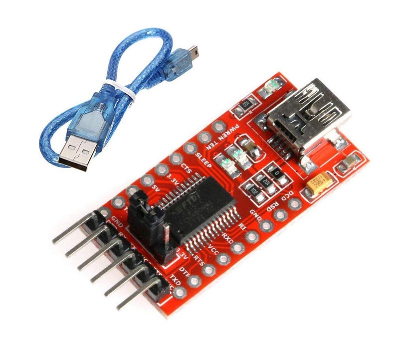 - FTDI FT232 FT232RL USB to UART TTL Serial Adapter Module - with USB Mini B Cable
