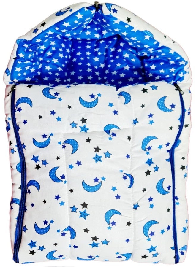 First Kick Baby Compressible Sleeping Bag Pack of Soft Cotton Fiber Filled Security Bag Royal Blue White - Image 1