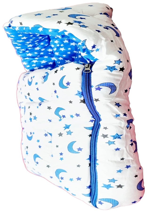 First Kick Baby Compressible Sleeping Bag Pack of Soft Cotton Fiber Filled Security Bag Royal Blue White - Image 4
