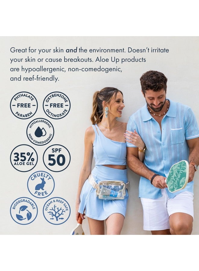 Aloe Up Sport Sunscreen Lotion SPF 50 - Broad Spectrum UVA/UVB Sunscreen Protector for Face and Body - With Hydrating Aloe Vera Gel - Non-Greasy - No White Cast - Reef Safe - Fragrance-Free - 3 Oz - Image 4