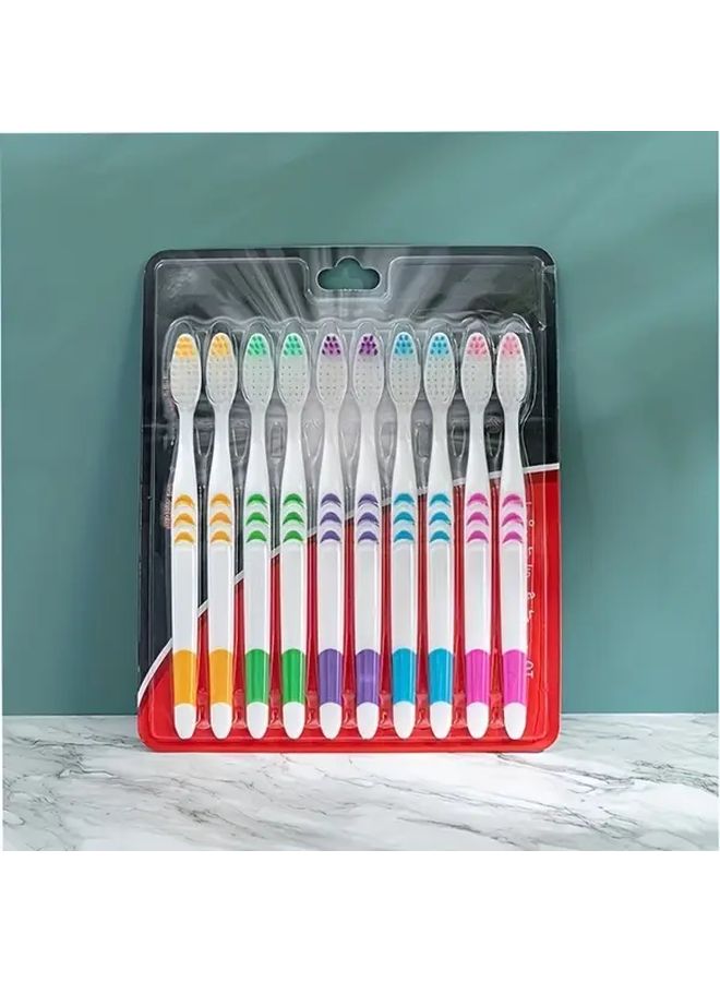 10 Pcs Soft Bristle Toothbrushes Black For Sensitive Teeth Gums Gentle Deep Cleaning Ergonomic Handle Full Head Brush Daily Oral Care Dental Hygiene Unisex Adult
