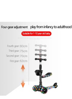 DMG TECH Kick Scooters for Kids, 3 Adjustable Height Foldable Scooter for Kids, Removable Seat, LED Light up Wheels and Music, Adjustable Handlebar, Indoor and Outdoor, for Children 1-10 Years Old  - Image 2