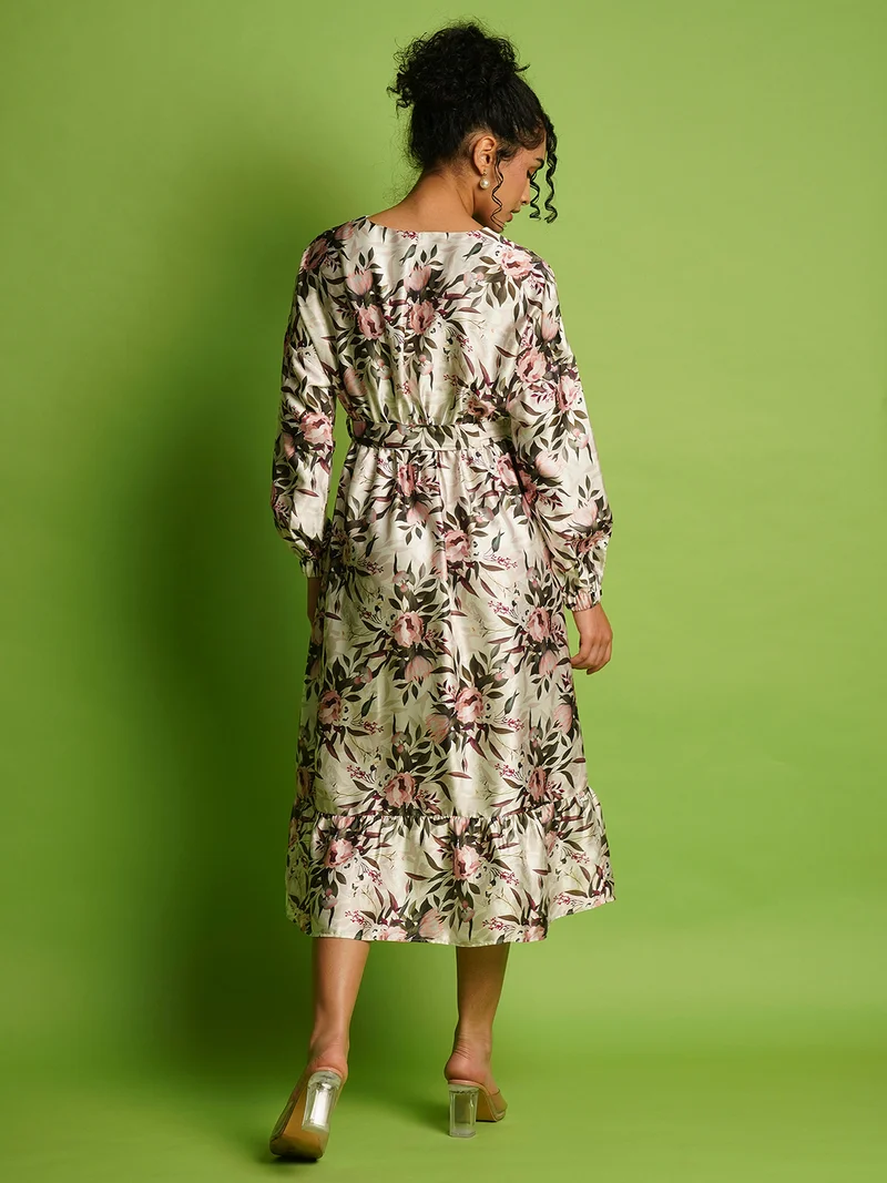 globus Women Floral Print Fit And Flare Midi Dress