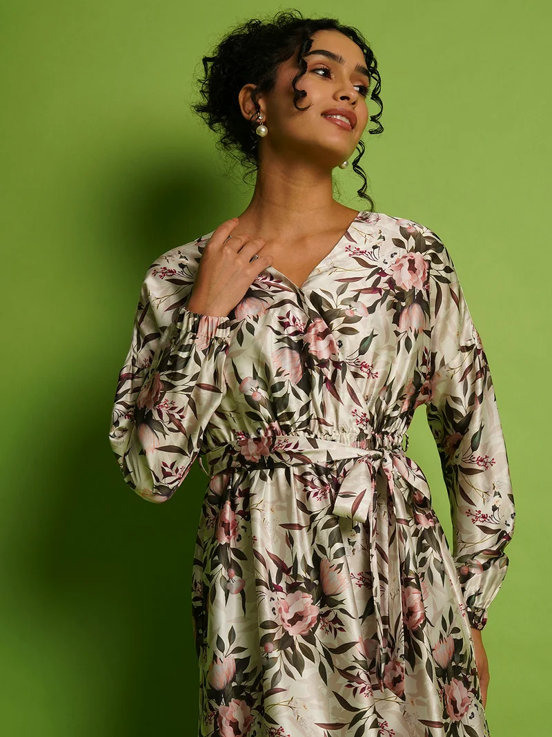 globus Women Floral Print Fit And Flare Midi Dress