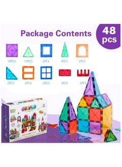 GRAFLO GRAFLO Magnetic Building Tiles  48 Pcs Set of Vibrant 3D Blocks, Encourages Creative Construction, Promotes Educational Brain Development, Stimulates Imagination, STEM Toy for Kids 3+ Years  - Image 3
