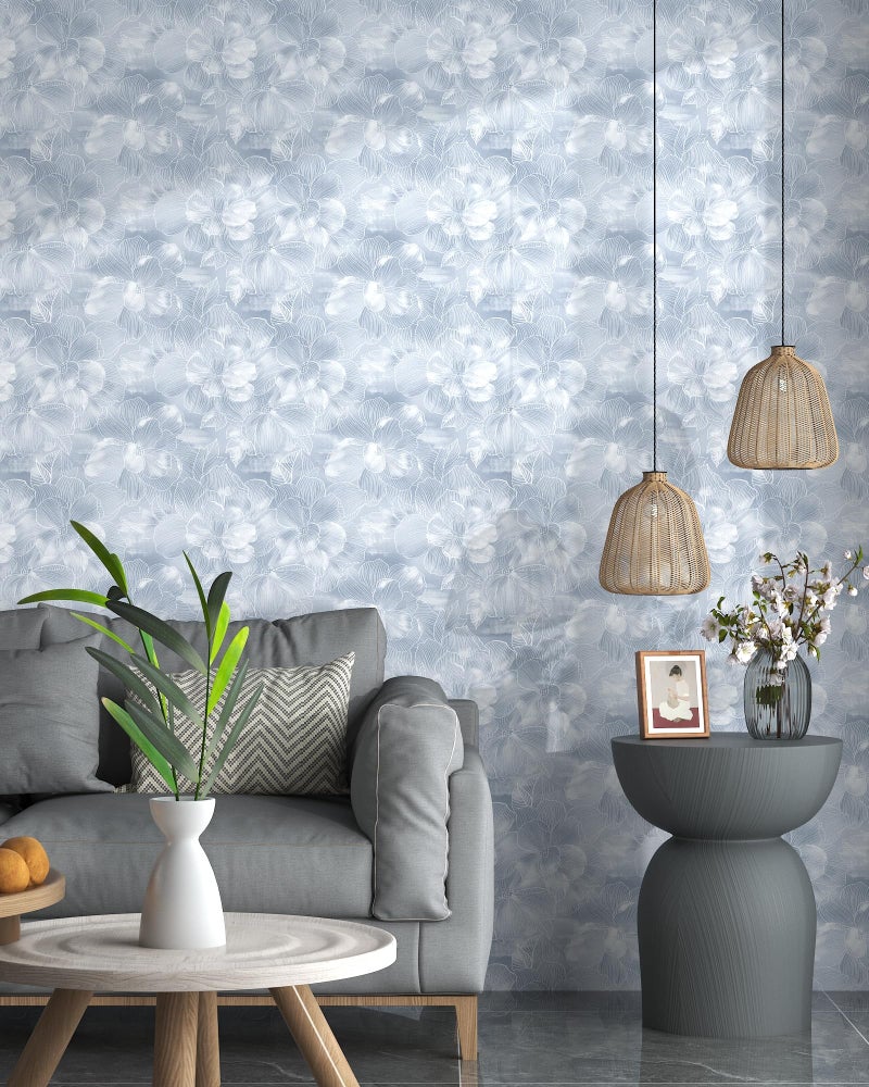 tiltil Peel and Stick Wallpaper Flower Blue and White Contact Paper Boho 17.7"x78.8" Self Adhesive Wallpaper Removable Modern Decorative Wall Paper for Bedroom Countertops Cabinet Decor Vinyl Roll - Image 5