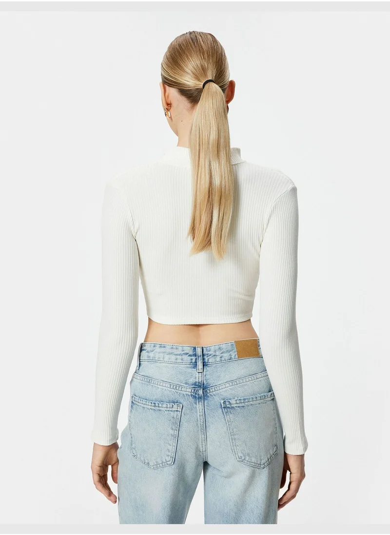 KOTON High Neck Crop Cardigan