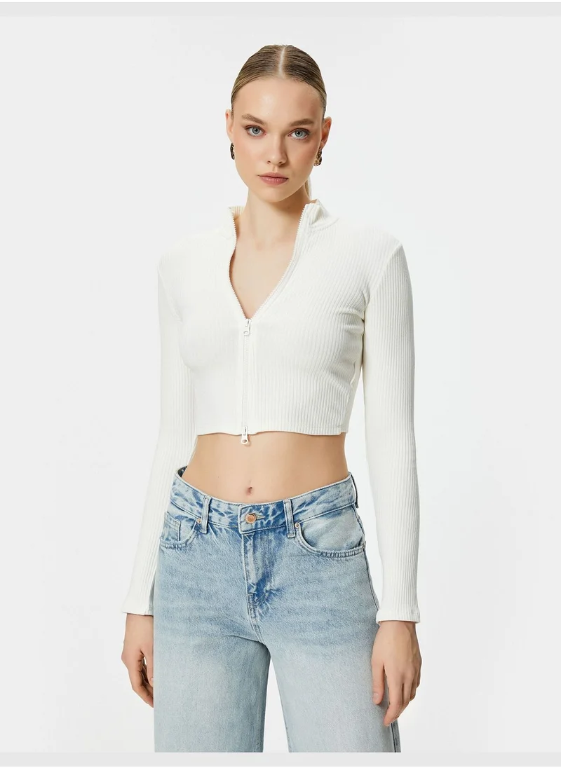 KOTON High Neck Crop Cardigan