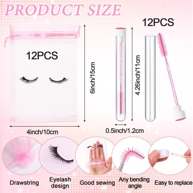 Zhehao 80 Pcs Lash Shampoo Bottle Brushes Kit 20 Foam Pump Dispensers 20 Lash Shampoo Brushes 20 Eyelash Aftercare Bag 20 Cleaning Pipes, Eyelash Extension Supplies(Pink) - Image 3