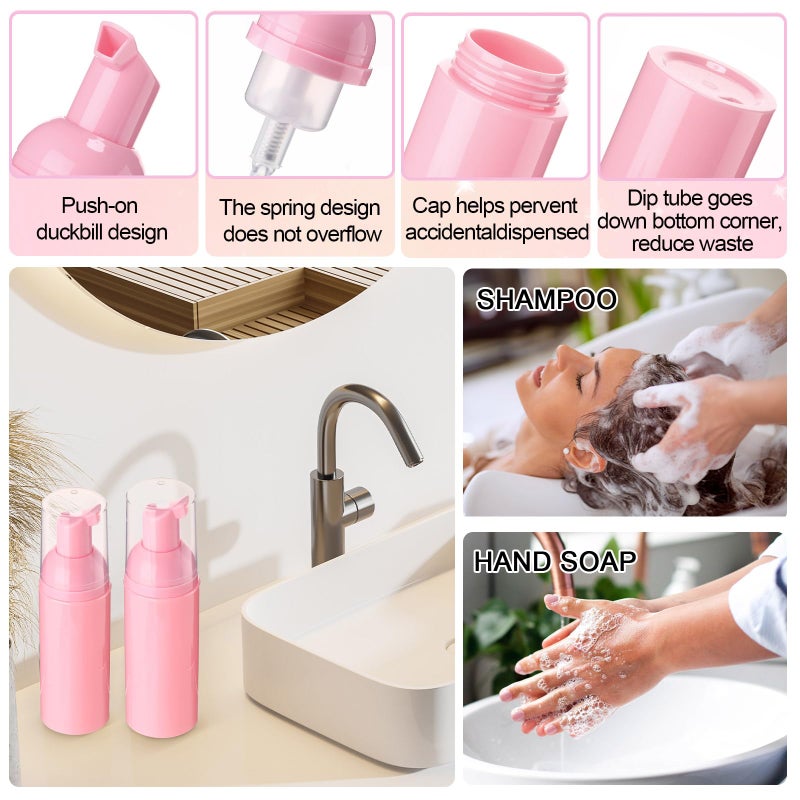 Zhehao 80 Pcs Lash Shampoo Bottle Brushes Kit 20 Foam Pump Dispensers 20 Lash Shampoo Brushes 20 Eyelash Aftercare Bag 20 Cleaning Pipes, Eyelash Extension Supplies(Pink) - Image 4
