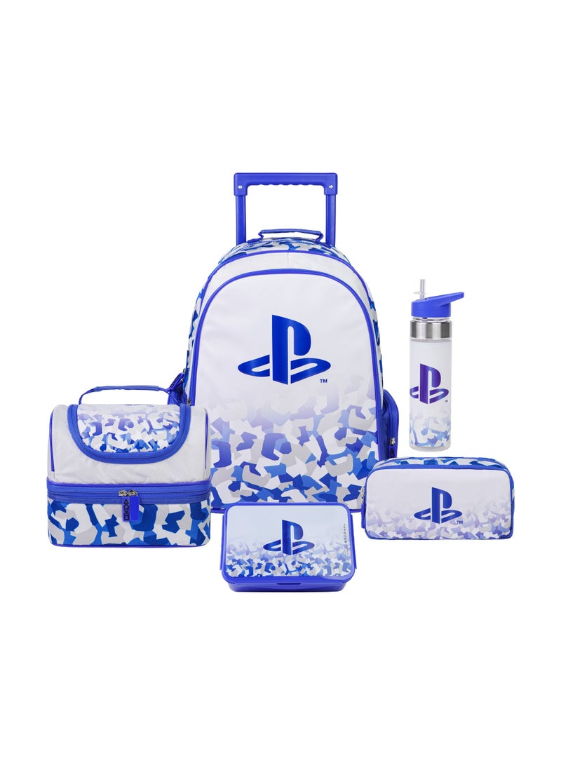 Sony PlayStation Premium 5-in-1 Kids Trolley School Set 18" | Rolling Backpack, Lunch Bag, Lunch Box, Water Bottle & Pencil Case | Boys School Bag - Image 1