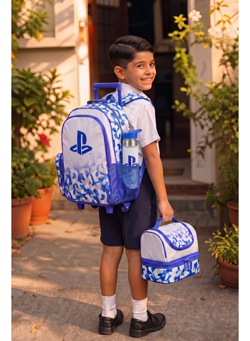 Sony PlayStation Premium 5-in-1 Kids Trolley School Set 18" | Rolling Backpack, Lunch Bag, Lunch Box, Water Bottle & Pencil Case | Boys School Bag - Image 2