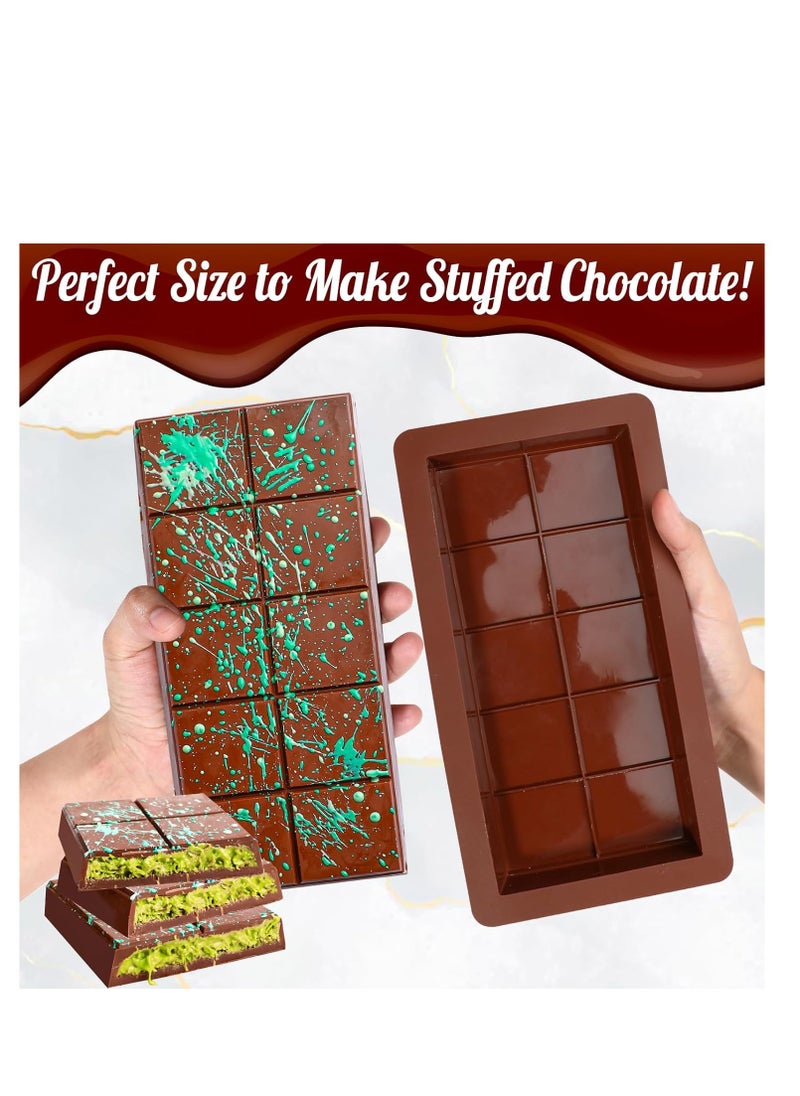 C.T.Z Deep Chocolate Bar Molds (2 Pack) – 1 Inch Deep for Large and Thick Stuffed Dubai Chocolate Bars, Big Chocolate Candy Bar Mold for Knafeh Pistachio Filling.  - Image 5