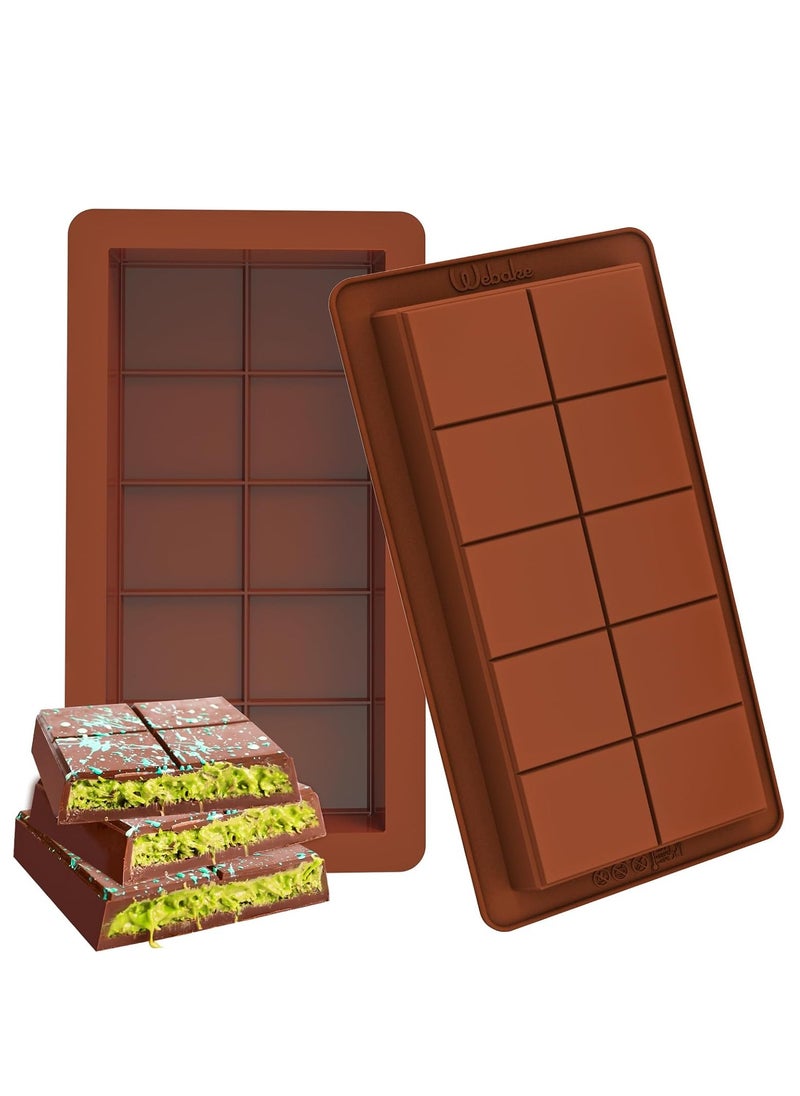 C.T.Z Deep Chocolate Bar Molds (2 Pack) – 1 Inch Deep for Large and Thick Stuffed Dubai Chocolate Bars, Big Chocolate Candy Bar Mold for Knafeh Pistachio Filling.  - Image 1